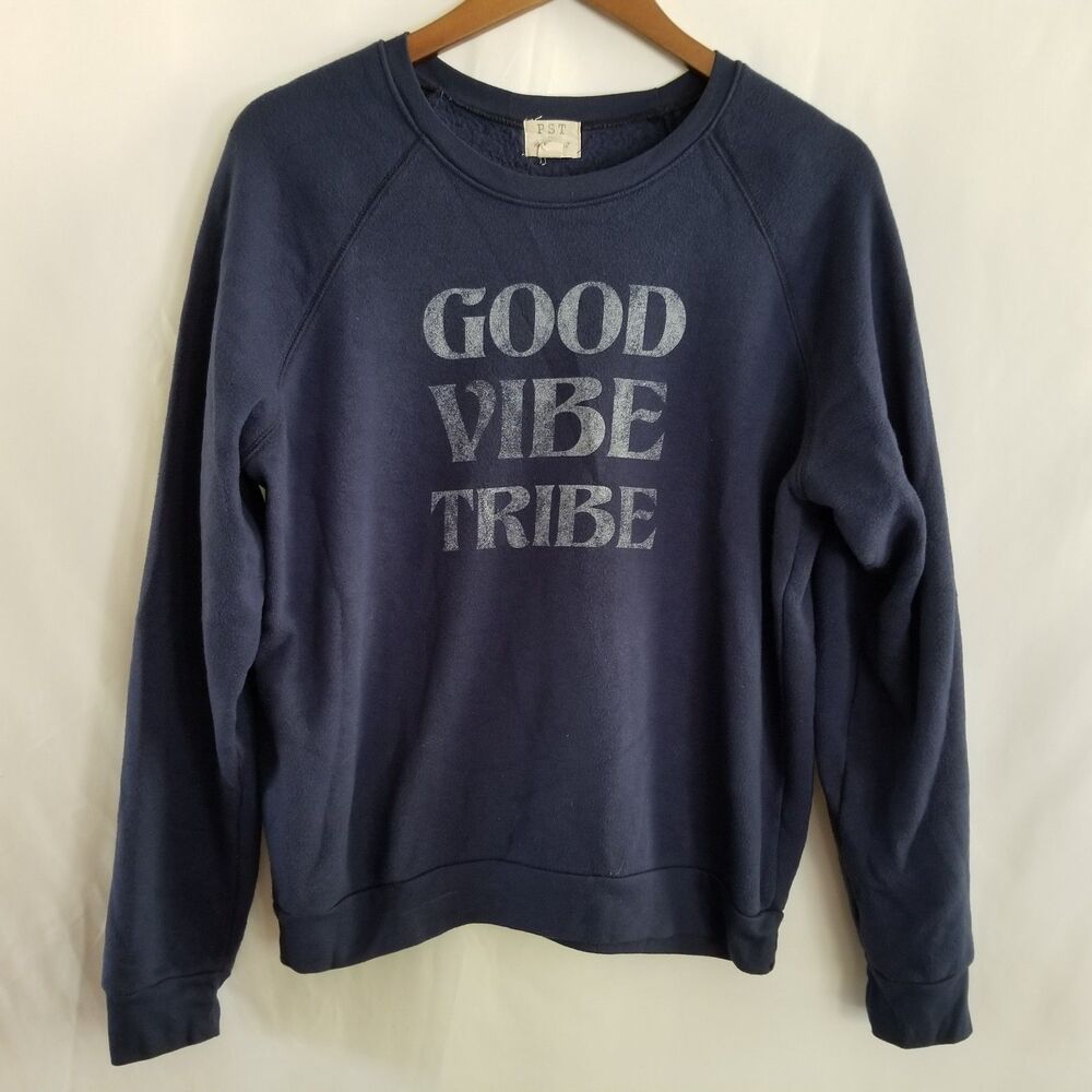 Project Social T Good Vibe Tribe Sweatshirt Navy Blue Women’s Size Large